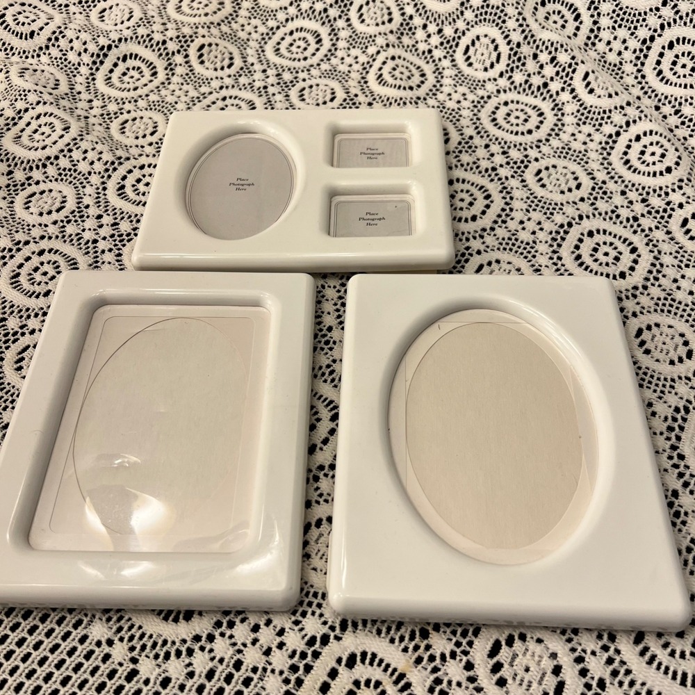 Vintage White Plastic Tupperware Photo Frames | Set of 3